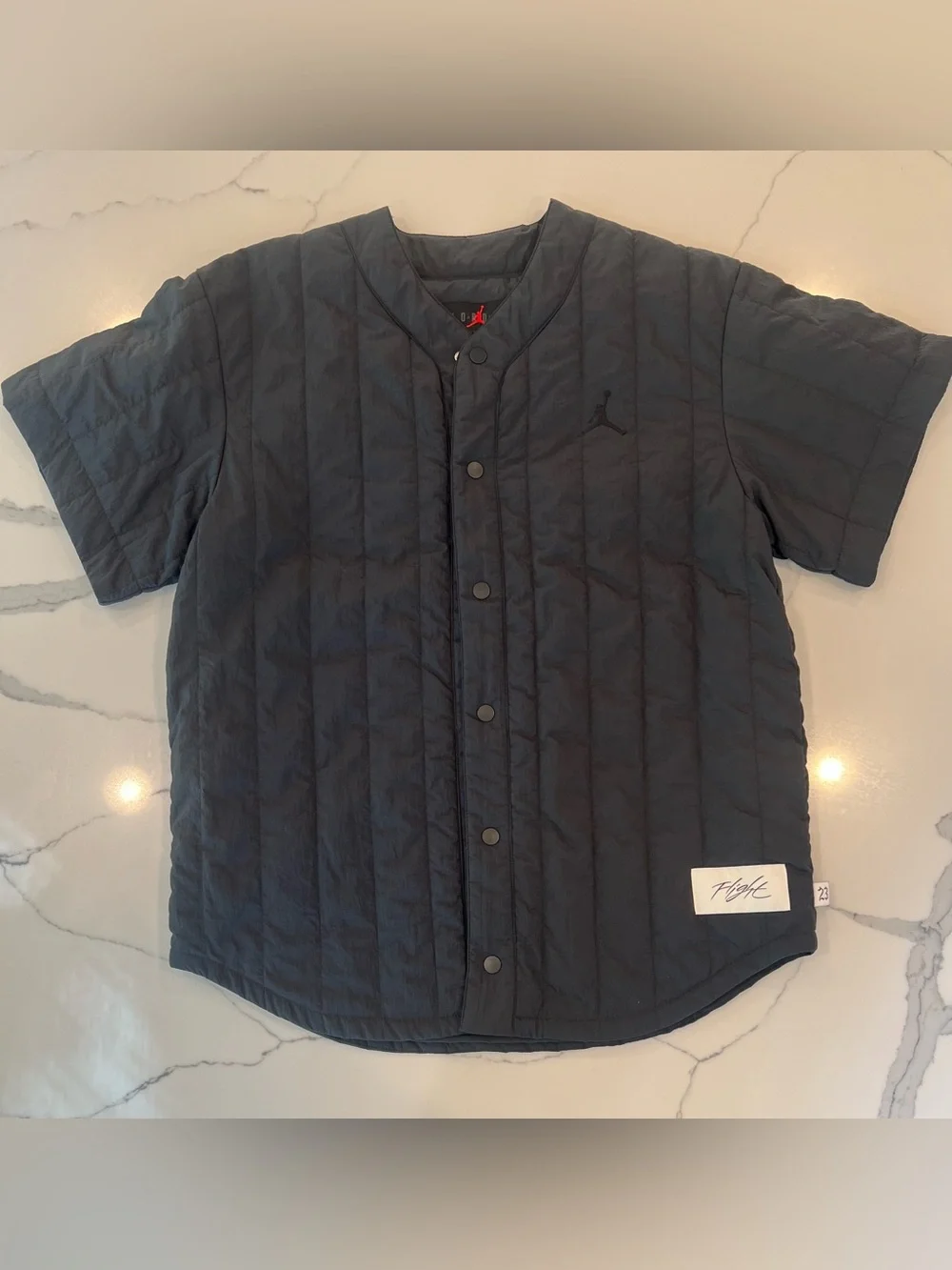 NWT Jordan Flight Quilted snap baseball jersey Jacket in Black